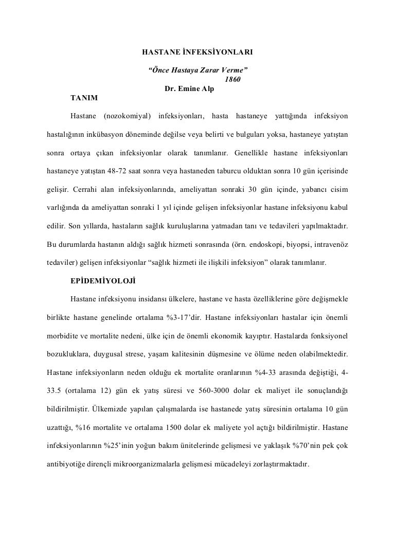 Hastane Enfeksiyonu Ne Zaman Ortaya Çıkar Korunma Yöntemleri Hastane Enfeksiyonu Ne Zaman Ortaya Çıkar Korunma Yöntemleri